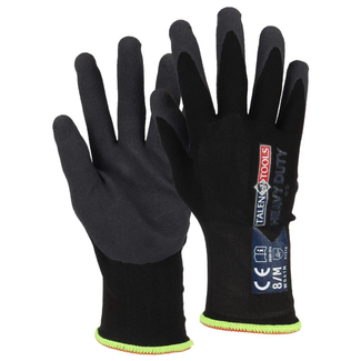 Talen Tools Heavy duty werkhandschoenen maat XL zwart, schuurbestendig met elastische pasvorm en latex grip