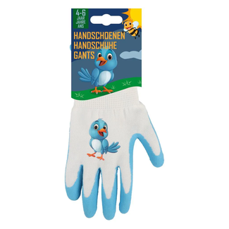 Talen Tools Kinderwerkhandschoenen 4-6 jaar met vogelprint, flexibel polyester en latex coating voor grip en bescherming