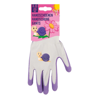 Talen Tools Kinderwerkhandschoenen 8-10 jaar met slakkenprint, polyester en latexlaag voor grip, controle en handbescherming