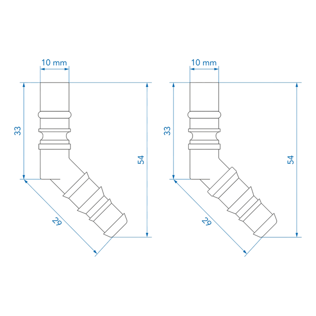 ProPlus Slangtules met O-ring voor 10/12 mm slangen, warm water en koud water aansluiting A