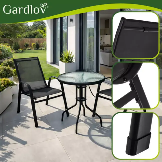 Gardlov Balkon Meubelset: Tafel en 2 Stoelen - Perfect voor Kleine Ruimtes