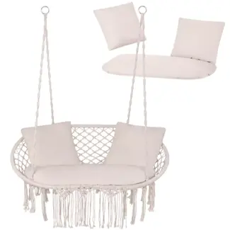 Gardlov Crèmekleurig kussenset voor dubbele tuin schommel met zitkussen en 2 rugkussens