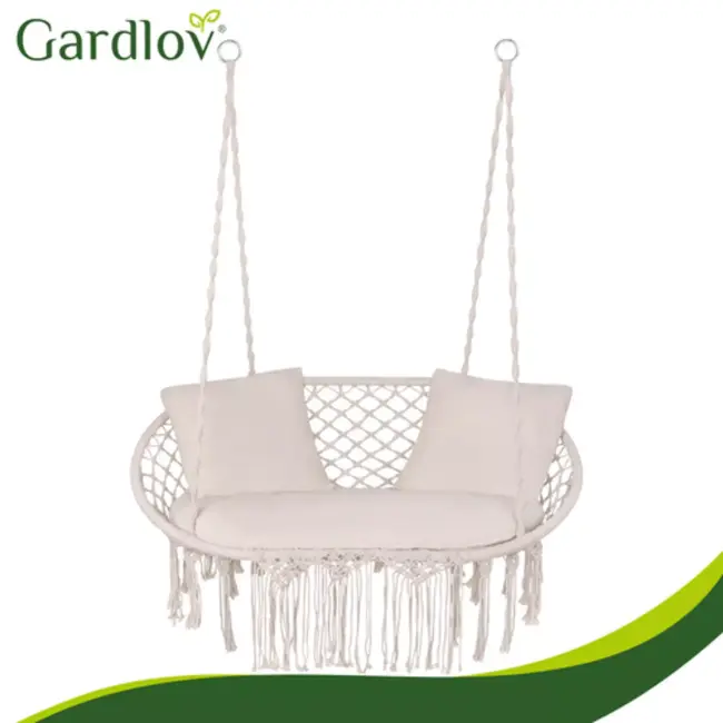 Gardlov Crèmekleurig kussenset voor dubbele tuin schommel met zitkussen en 2 rugkussens