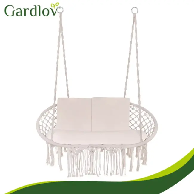 Gardlov Crèmekleurig kussenset voor dubbele tuin schommel met zitkussen en 2 rugkussens