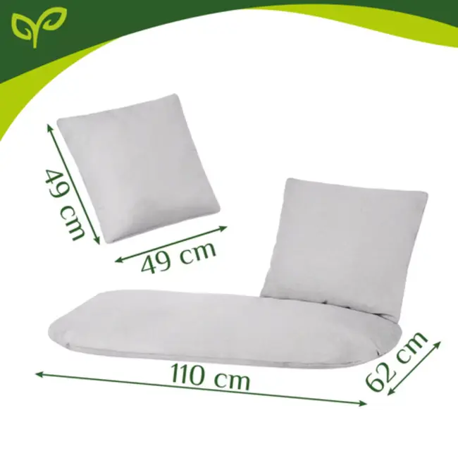 Gardlov Comfortabele kussenset grijs voor dubbele hangstoel met zitkussen 110 x 62 cm en rugkussens