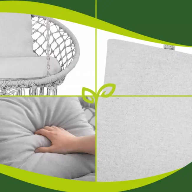 Gardlov Comfortabele kussenset grijs voor dubbele hangstoel met zitkussen 110 x 62 cm en rugkussens
