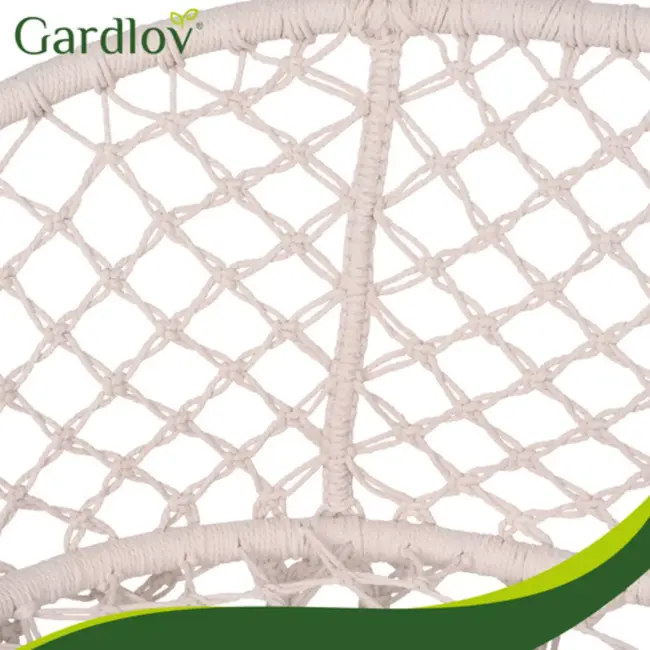 Gardlov Hangstoel voor 2 personen crème met 3 kussens en stevige ophangtouwen