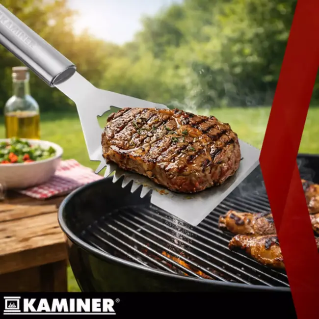 Kaminer Complete barbecue gereedschapset 26 delig met rvs grilltools, steakmessen, spiesen en aluminium opbergkoffer