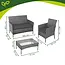 Gardlov Donkergrijze rattan tuinmeubelset met tweezitsbank, 2 stoelen en tafel met glazen blad