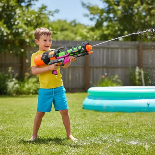 Kruzzel Groot waterpistool 60 cm met 1.25 l tank en bereik tot 6 m voor zomerse watergevechten buiten