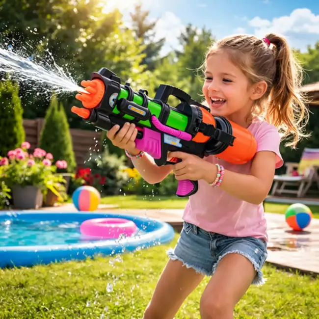 Kruzzel Groot waterpistool 60 cm met 1.25 l tank en bereik tot 6 m voor zomerse watergevechten buiten
