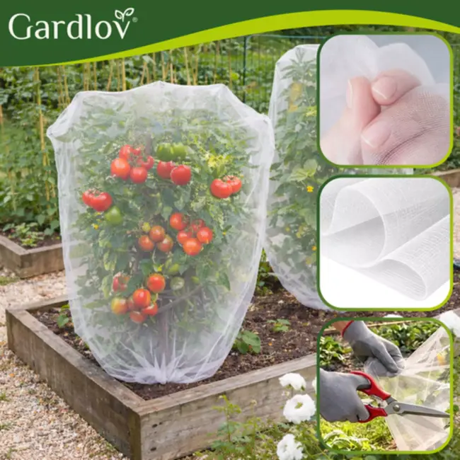 Gardlov Beschermnet 3 x 6 m wit HDPE fijn gaas tegen insecten en vogels voor moestuin