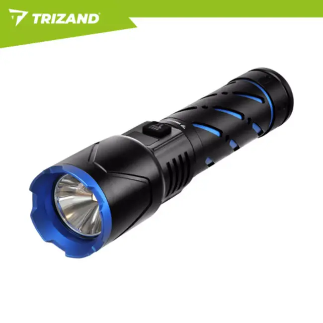 Trizand Tactische LED zaklamp 800 lumen zwart aluminium met zoom, USB-C opladen en 5000 mAh batterij