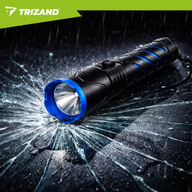 Trizand Tactische LED zaklamp 800 lumen zwart aluminium met zoom, USB-C opladen en 5000 mAh batterij
