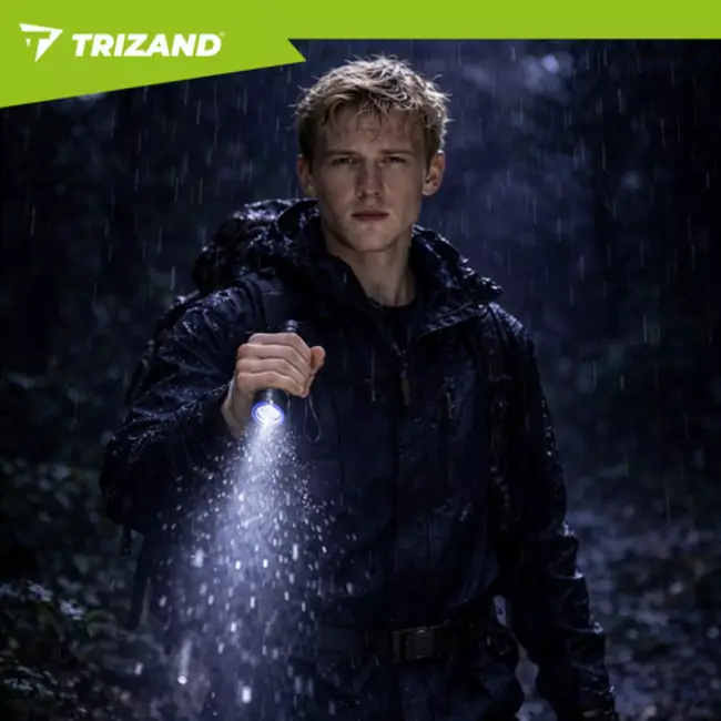 Trizand Tactische LED zaklamp 800 lumen zwart aluminium met zoom, USB-C opladen en 5000 mAh batterij