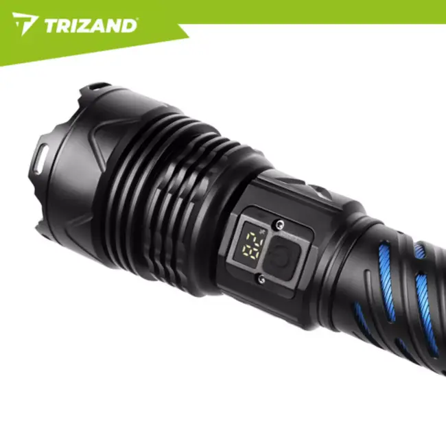 Trizand Tactische LED zaklamp 1500 lumen zwart aluminium met zoom, USB-C opladen en 5000 mAh batterij