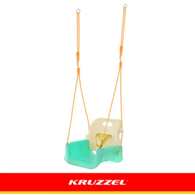 Kruzzel Meegroei babyschommel 3-in-1 turquoise crème geel met verstelbare touwen tot 30 kg