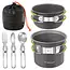 Trizand Lichtgewicht aluminium camping pannenset 1,2 liter met opvouwbaar bestek en opbergzak