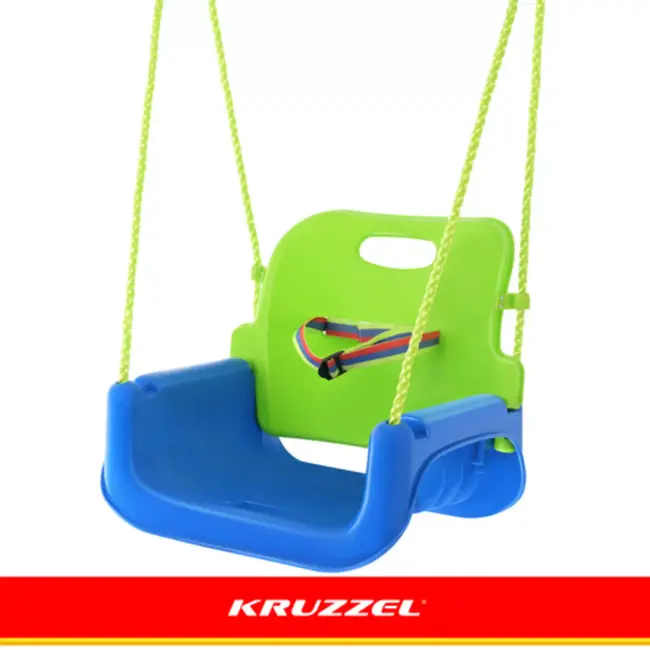 Kruzzel 3-in-1 kinderswing blauw groen rood met veiligheidszitje 43 x 38 x 37,5 cm en verstelbare touwen 120 tot 150 cm