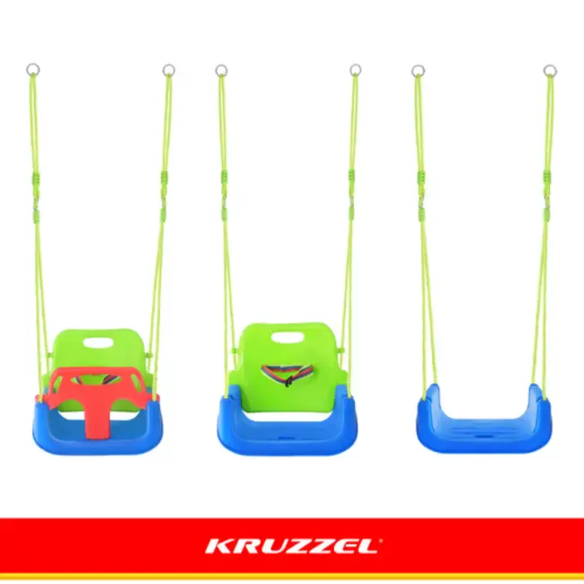 Kruzzel 3-in-1 kinderswing blauw groen rood met veiligheidszitje 43 x 38 x 37,5 cm en verstelbare touwen 120 tot 150 cm