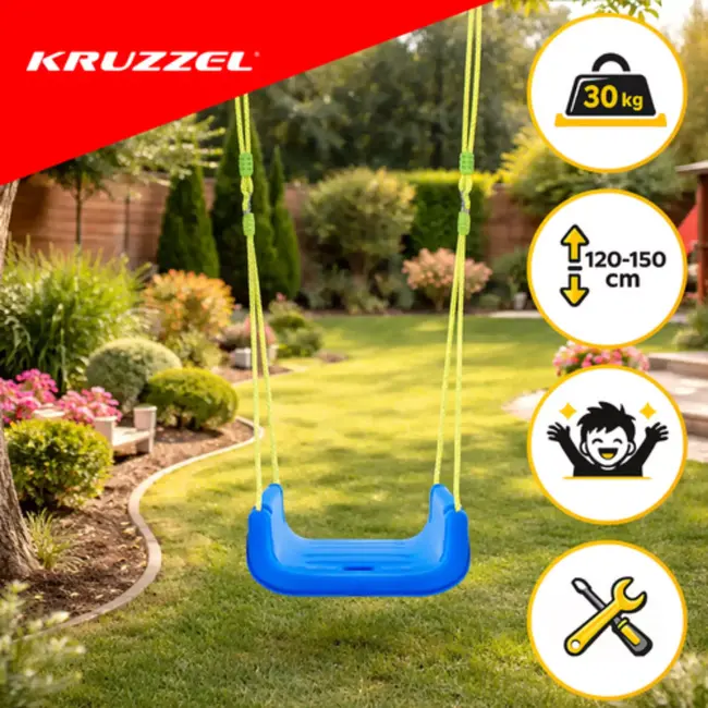 Kruzzel 3-in-1 kinderswing blauw groen rood met veiligheidszitje 43 x 38 x 37,5 cm en verstelbare touwen 120 tot 150 cm