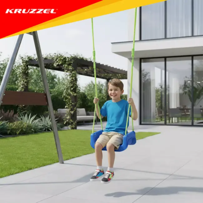 Kruzzel 3-in-1 kinderswing blauw groen rood met veiligheidszitje 43 x 38 x 37,5 cm en verstelbare touwen 120 tot 150 cm