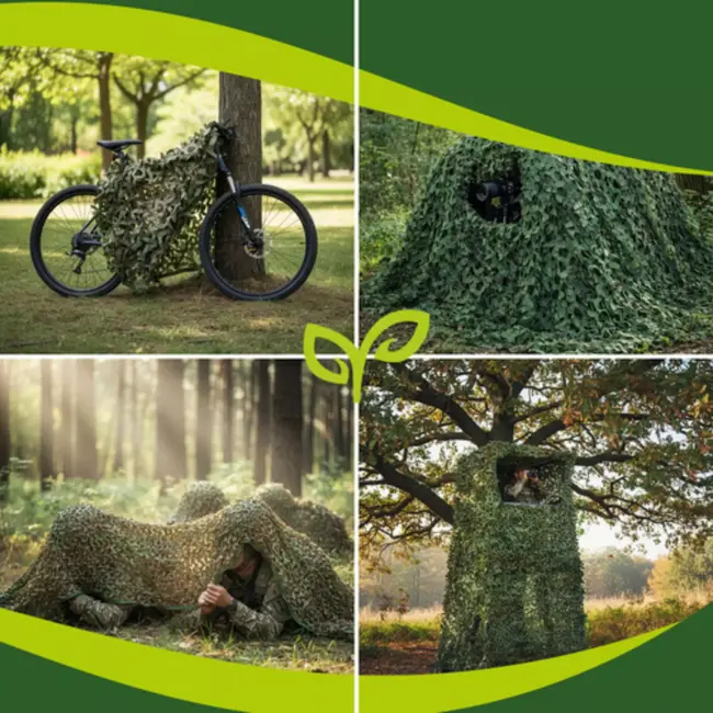 Gardlov Camouflage net 2 x 3 m voor hek, tuin of camping met 100 kabelbinders