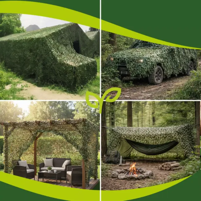 Gardlov Camouflage net 3 x 6 m voor hek, tuin of camping met 100 kabelbinders