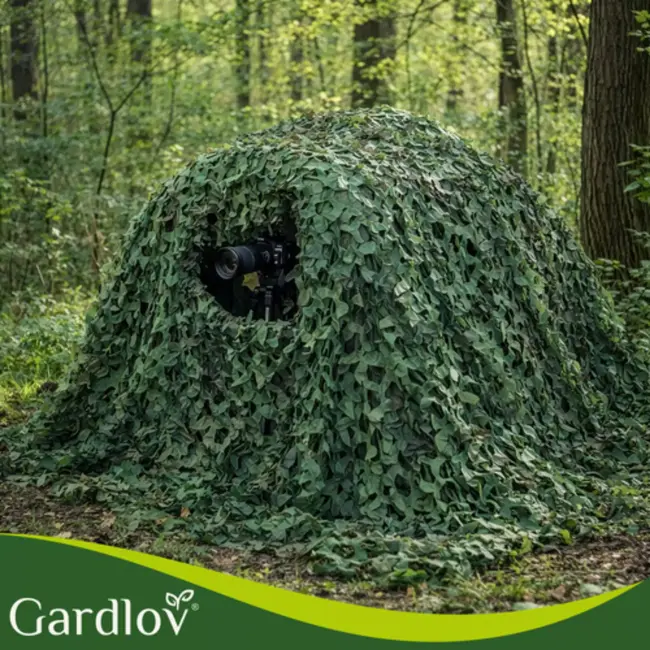 Gardlov Camouflage net 2 x 5 m voor hek, tuin of camping met 100 kabelbinders