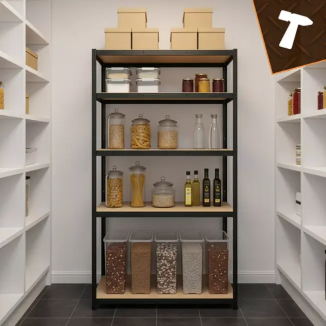 Bigstren Zwart metalen magazijnrek 180 x 100 x 60 cm met 5 planken en draagvermogen tot 1000 kg