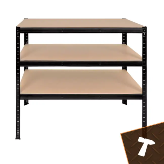 Bigstren Zwart metalen magazijnrek 180 x 100 x 60 cm met 5 planken en draagvermogen tot 1000 kg