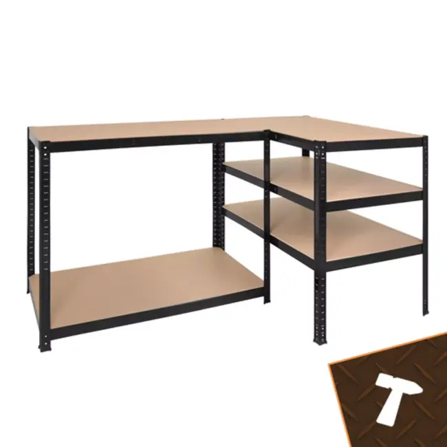 Bigstren Zwart metalen magazijnrek 180 x 100 x 60 cm met 5 planken en draagvermogen tot 1000 kg