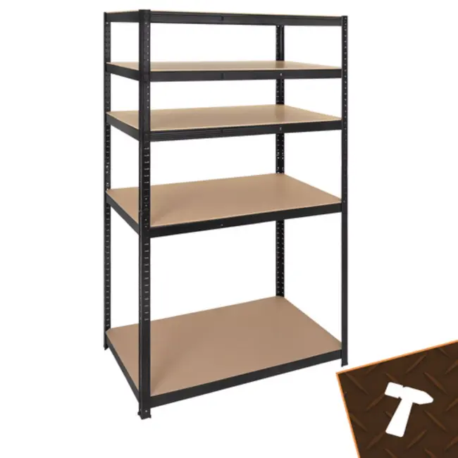 Bigstren Zwart metalen magazijnrek 180 x 100 x 60 cm met 5 planken en draagvermogen tot 1000 kg