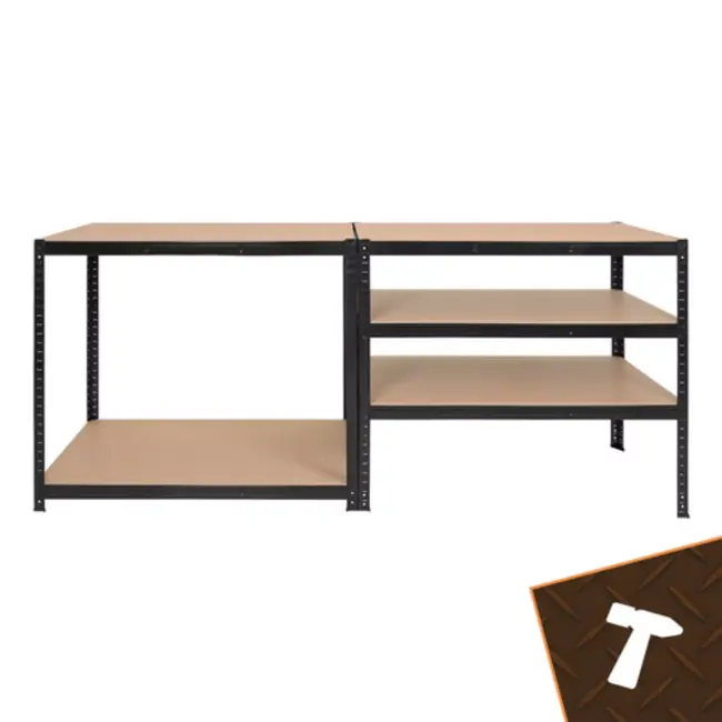 Bigstren Zwart metalen magazijnrek 180 x 100 x 60 cm met 5 planken en draagvermogen tot 1000 kg