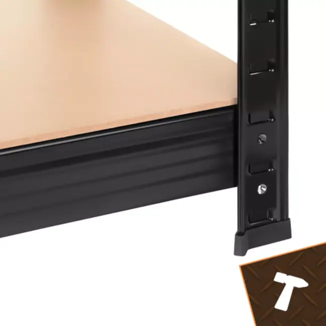 Bigstren Zwart metalen magazijnrek 180 x 100 x 60 cm met 5 planken en draagvermogen tot 1000 kg