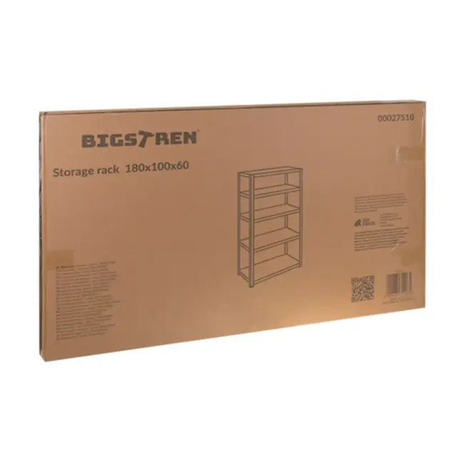 Bigstren Zwart metalen magazijnrek 180 x 100 x 60 cm met 5 planken en draagvermogen tot 1000 kg