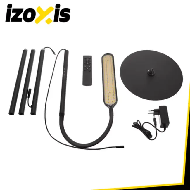 Izoxis Zwarte LED vloerlamp 180 cm met dimmer, afstandsbediening en lichtkleuren 3000 K 4000 K 6000 K