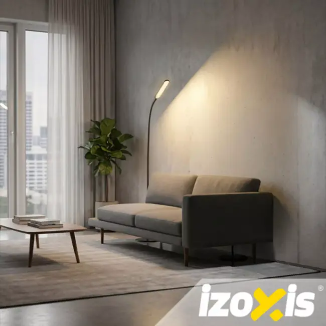 Izoxis Zwarte LED vloerlamp 180 cm met dimmer, afstandsbediening en lichtkleuren 3000 K 4000 K 6000 K