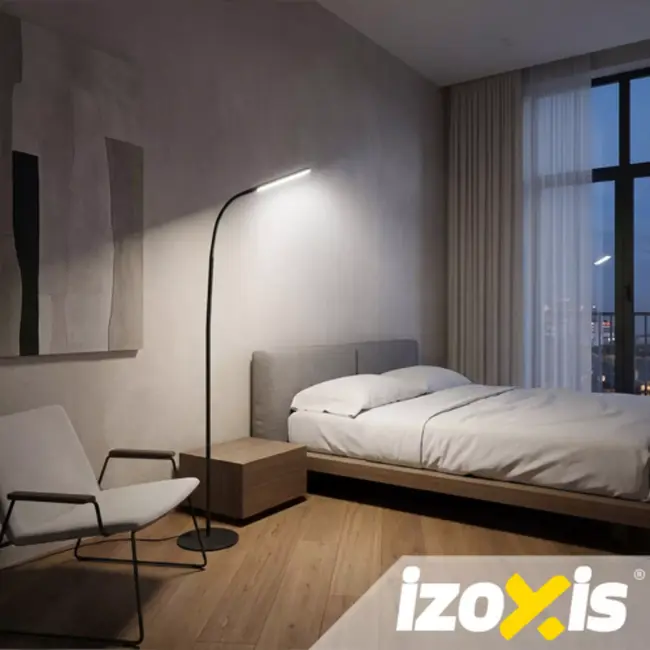 Izoxis Zwarte LED vloerlamp 180 cm met dimmer, afstandsbediening en lichtkleuren 3000 K 4000 K 6000 K