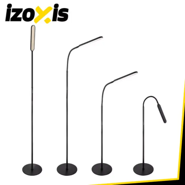Izoxis Zwarte LED vloerlamp 180 cm met dimmer, afstandsbediening en lichtkleuren 3000 K 4000 K 6000 K
