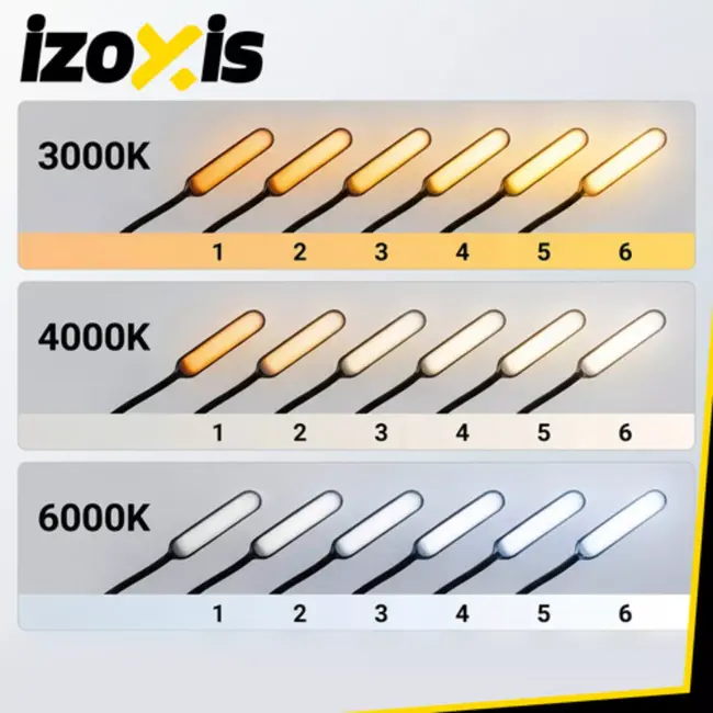 Izoxis Zwarte LED vloerlamp 180 cm met dimmer, afstandsbediening en lichtkleuren 3000 K 4000 K 6000 K