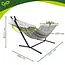 Gardlov Grijze tweepersoons hangmat met frame 200 x 150 cm belastbaar tot 250 kg