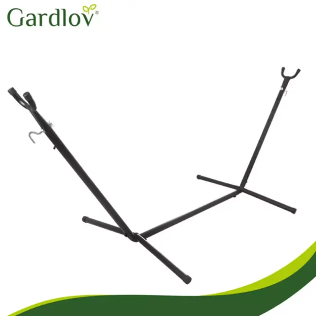 Gardlov Grijze tweepersoons hangmat met frame 200 x 150 cm belastbaar tot 250 kg