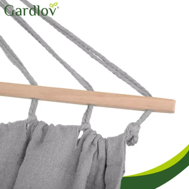 Gardlov Grijze tweepersoons hangmat met frame 200 x 150 cm belastbaar tot 250 kg