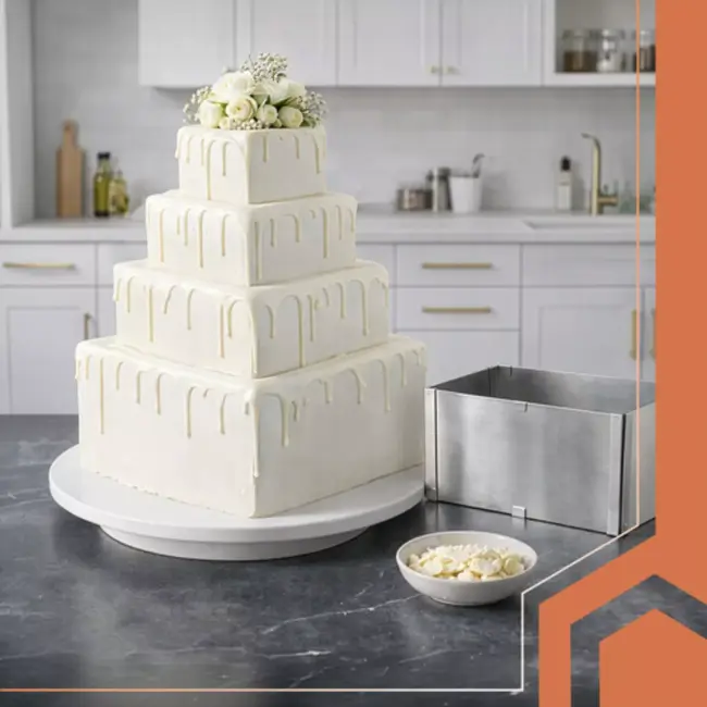 Ruhhy RVS verstelbare rechthoekige bakvorm 20 tot 38 x 24 tot 45 cm en 15 cm hoog voor taarten en dessert