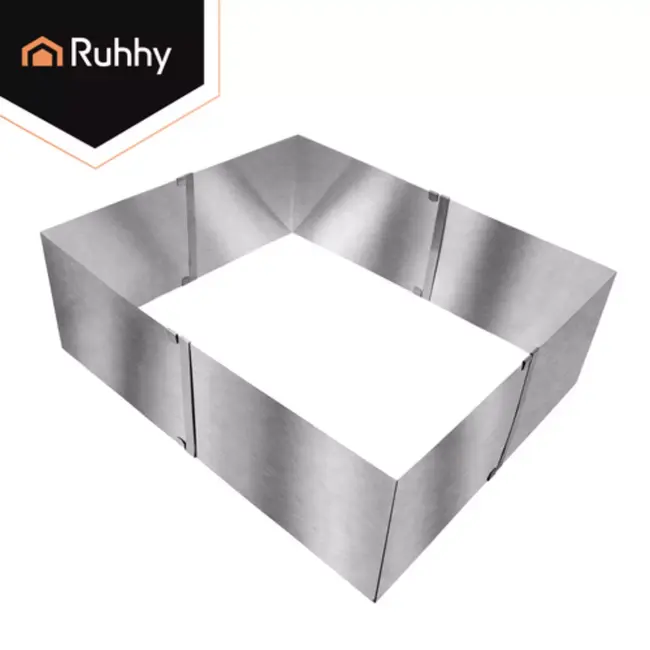 Ruhhy RVS verstelbare rechthoekige bakvorm 20 tot 38 x 24 tot 45 cm en 15 cm hoog voor taarten en dessert