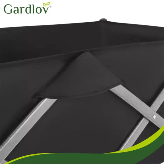 Gardlov Zwarte opvouwbare transportkar 150 liter met terreinwielen en belastbaar tot 200 kg voor tuin strand en camping