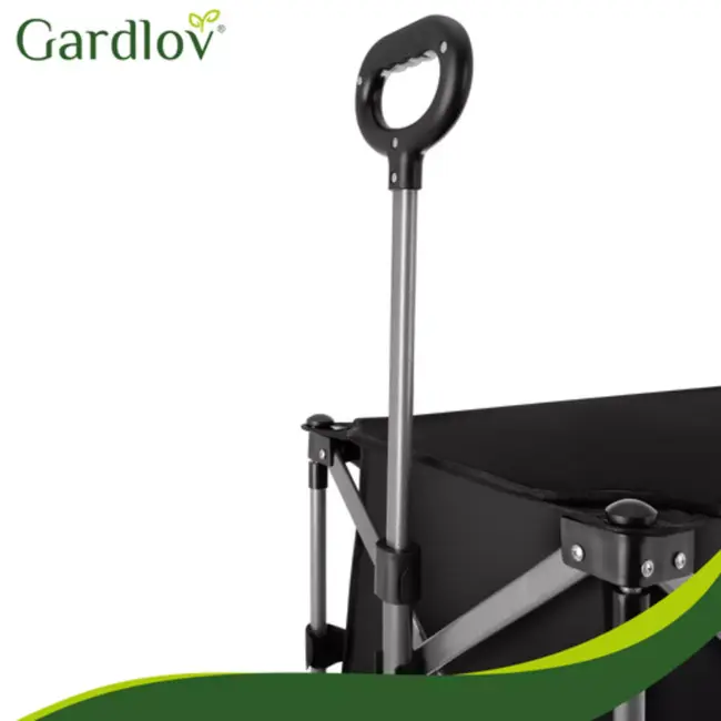 Gardlov Zwarte opvouwbare transportkar 150 liter met terreinwielen en belastbaar tot 200 kg voor tuin strand en camping