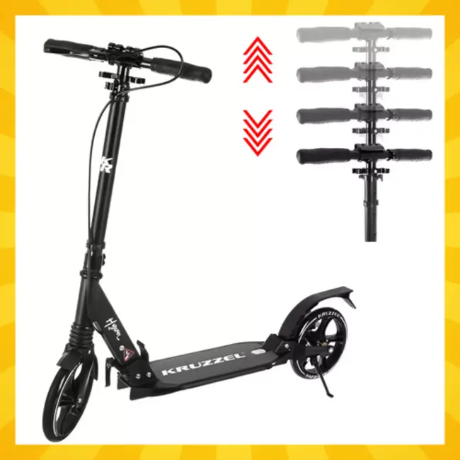 Kruzzel Opvouwbare step zwart wit met 20 cm wielen, verstelbaar stuur 84 tot 103 cm en maximaal 100 kg belastbaar