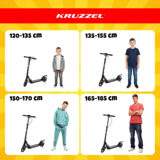 Kruzzel Opvouwbare step zwart wit met 20 cm wielen, verstelbaar stuur 84 tot 103 cm en maximaal 100 kg belastbaar
